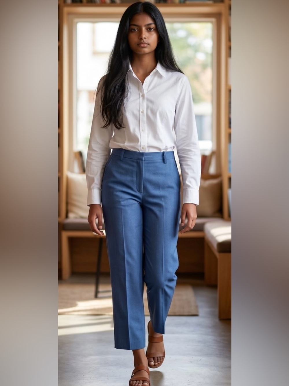 Women’s Blue Cropped stretch Dress Pants size 12